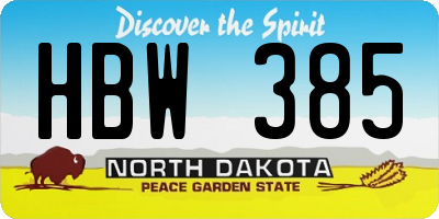 ND license plate HBW385