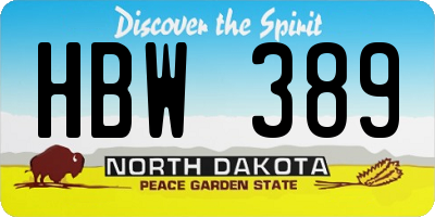 ND license plate HBW389
