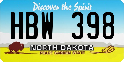 ND license plate HBW398