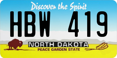 ND license plate HBW419