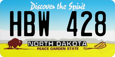 ND license plate HBW428