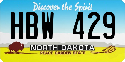 ND license plate HBW429