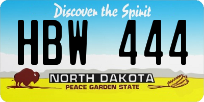 ND license plate HBW444
