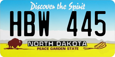 ND license plate HBW445