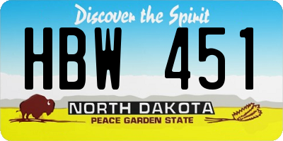 ND license plate HBW451