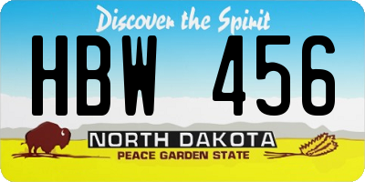 ND license plate HBW456