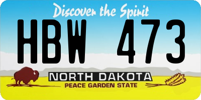 ND license plate HBW473