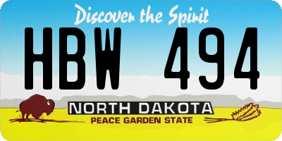 ND license plate HBW494
