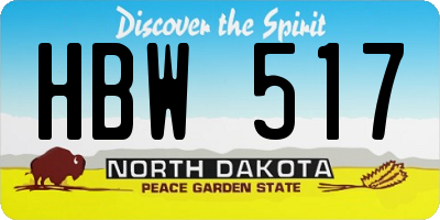 ND license plate HBW517
