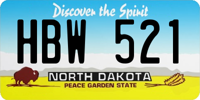 ND license plate HBW521