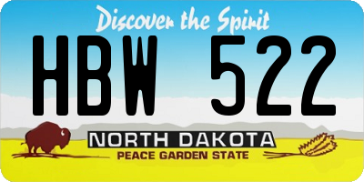 ND license plate HBW522