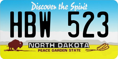 ND license plate HBW523