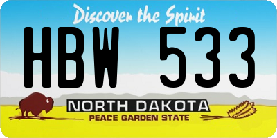 ND license plate HBW533