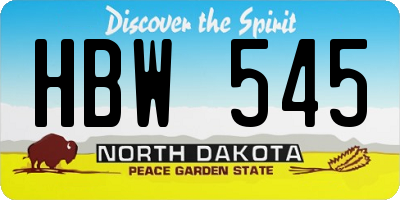 ND license plate HBW545