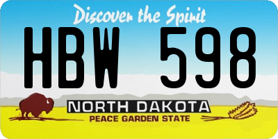 ND license plate HBW598