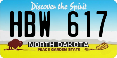 ND license plate HBW617