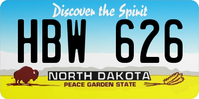 ND license plate HBW626