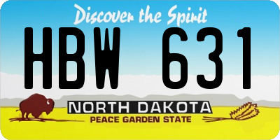 ND license plate HBW631