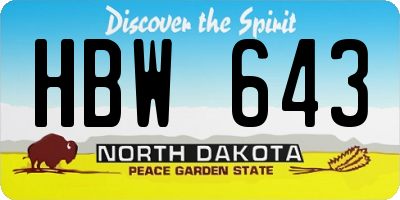 ND license plate HBW643