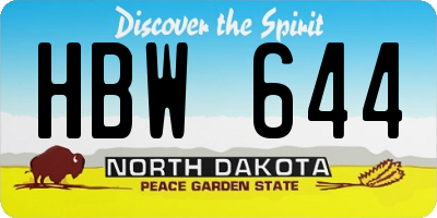 ND license plate HBW644