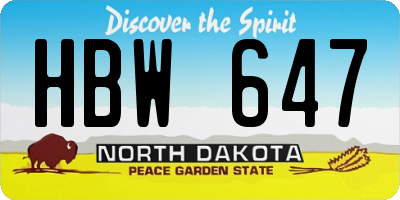 ND license plate HBW647