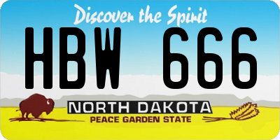 ND license plate HBW666