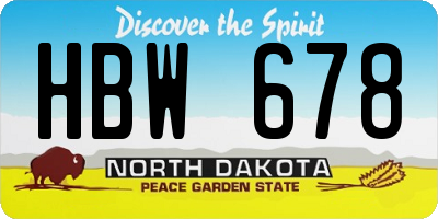 ND license plate HBW678