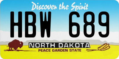 ND license plate HBW689