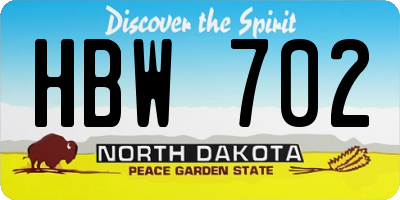 ND license plate HBW702