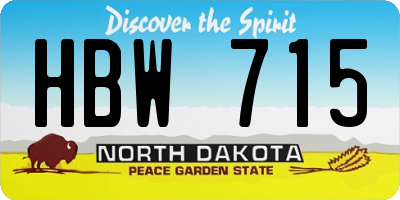 ND license plate HBW715