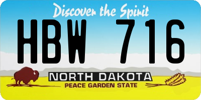 ND license plate HBW716