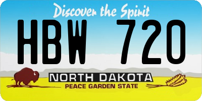 ND license plate HBW720