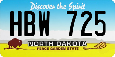 ND license plate HBW725