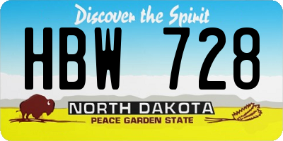 ND license plate HBW728