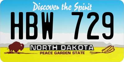 ND license plate HBW729