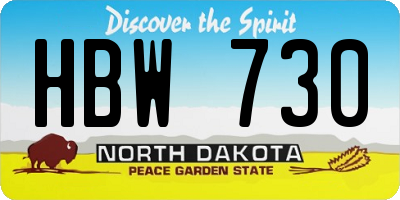 ND license plate HBW730