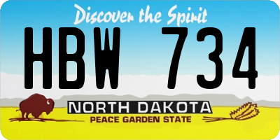 ND license plate HBW734
