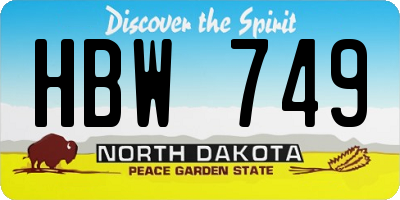 ND license plate HBW749