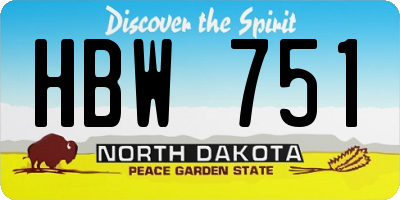 ND license plate HBW751