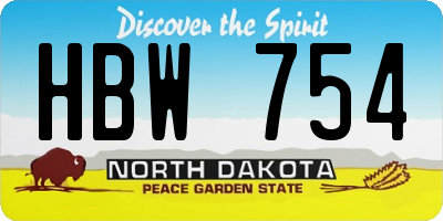 ND license plate HBW754