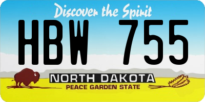 ND license plate HBW755