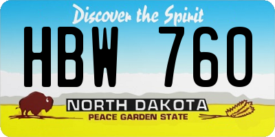 ND license plate HBW760