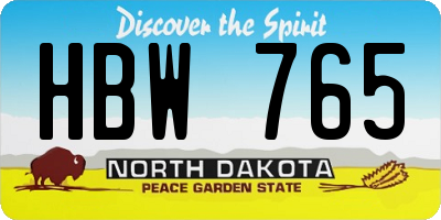 ND license plate HBW765