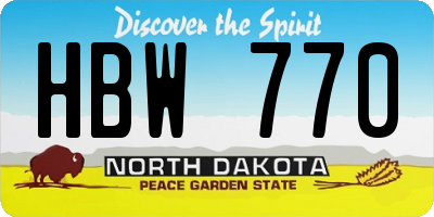 ND license plate HBW770