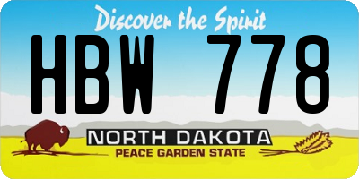 ND license plate HBW778