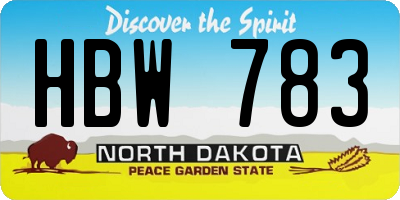 ND license plate HBW783