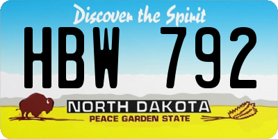 ND license plate HBW792