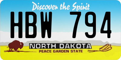 ND license plate HBW794