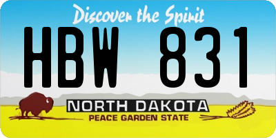 ND license plate HBW831