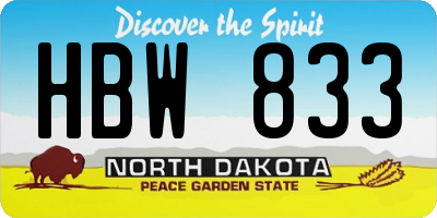 ND license plate HBW833